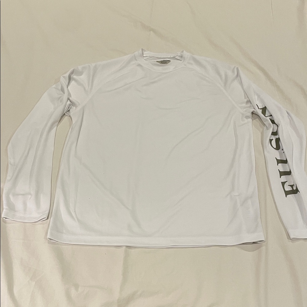 Filson White Long Sleeve Tee with Gray Logo